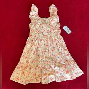 NWT Cat & Jack Girl's Sleeveless Floral Multicolor Side Pockets Lined Dress M